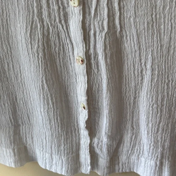 Pure Jill Linen White Lightweight Gauze Button-Front Shirt - Picture 4 of 6